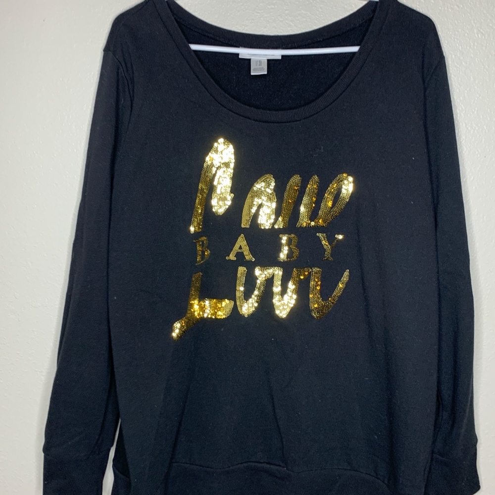 Motherhood Maternity Gold Sequin Sweater XL